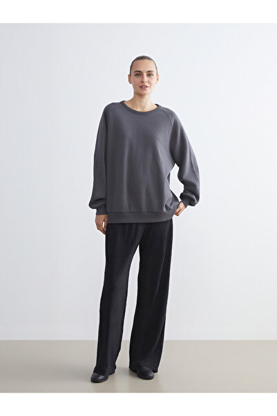 LC Waikiki Elasticated Waist Textured Wide Leg Women's Trousers