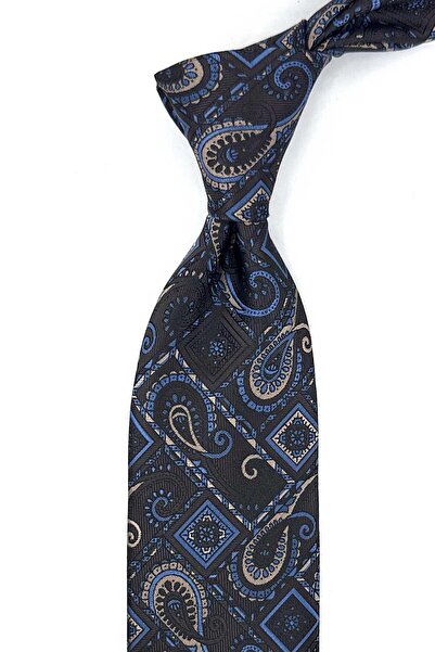 Kravatkolik Brown Shawl Pattern Classic Tie with Handkerchief Kk13909