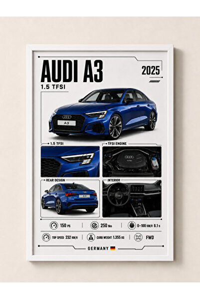 Miutic Print Studio Tablou decorativ auto Audi A3 Sedan cu specificații tehni...