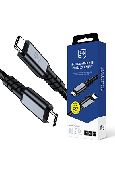 3MK Cablu Hyper N-Series 1M pentru USB-C 240W 40Gb/s Thunderbolt 4 pentru ali...