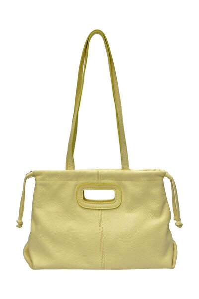 SimpleFind Anna Luchini Geanta piele -Karina-Galben,Geanta de umar piele natu...