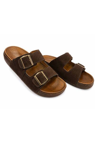 PAPUCUMUN DÜNYASI Men's Double Buckle Comfortable Wooden Sole Looking Stylish...