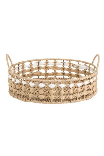 BAMI NETWORK Tava rotunda decorativa cu manere metal hartie 30x8cm