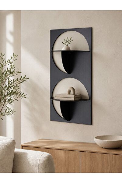 Genel Markalar Modern Geometrik Metal Duvar Rafı – 37 × 81 cm, 2 mm Sac, Elek...