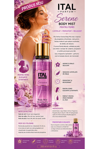 İtal Serene Body Mist 250 ml – Parfum de Corp pentru Femei cu Aromă de Fructe...