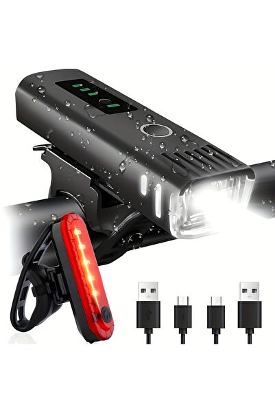 STARSTAR USB Rechargeable Waterproof Bicycle Light Set, 4 Lighting Modes Supe...