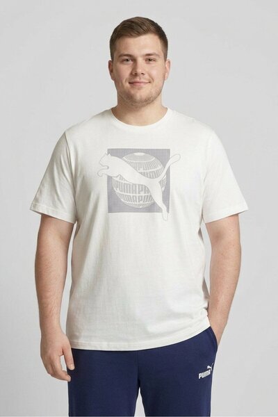 Puma Men Sportswear Fit Short Sleeve Graphic Print Outdoor T-shirt, White
