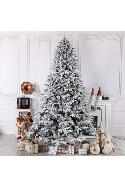 TAPIT White Christmas Tree Flocked Spruce Snowy Holiday Xmas Tree for Home an...
