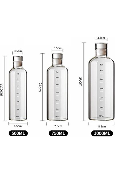 STARSTAR Glass water bottle, 1000 ml / 750 ml / 500 ml, 3 pieces, water bottl...