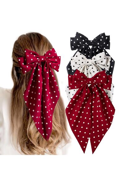 STARSTAR 3-piece women's hair clip set, bow hair clips, extra-long tail, cute...