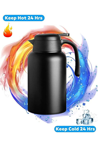 STARSTAR 2-liter black stainless steel thermos, double-walled, can be used as...