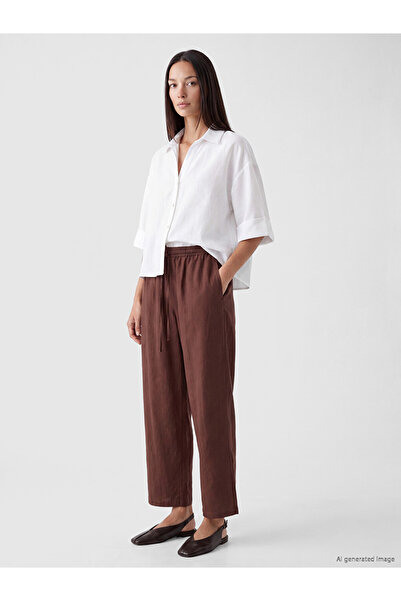 LC Waikiki Elastic Waist Linen Blend Women's Trousers