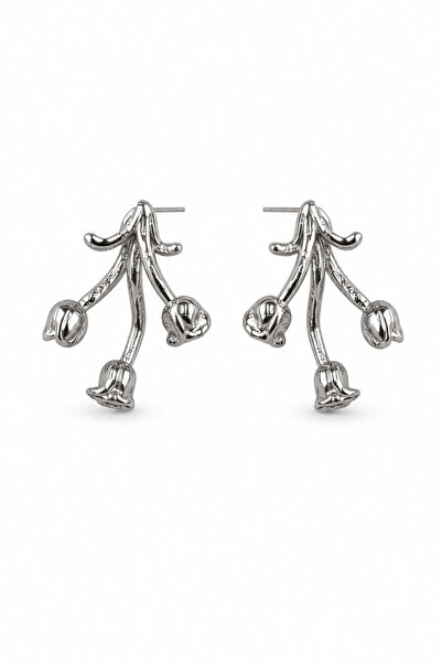 Jack Ferrero Elegant Branch and Bud Design Gray Bijouterie Earring Pair