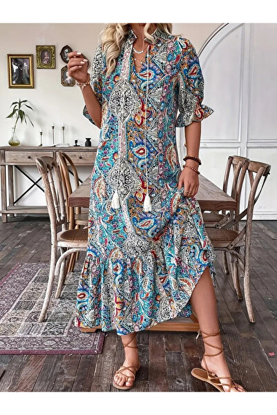 Take Two By Styli Multi Paisley Print Shift Midi Dress