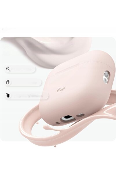 NO BRAND Husă din silicon pentru AirPods Pro 3, cu carabină inclusă – roz