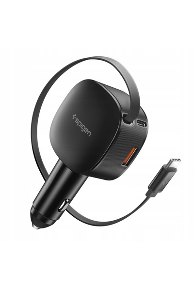 Spigen Încărcător auto USB-A 18W + USB-C 30W PD3.0, Essential EV603BT