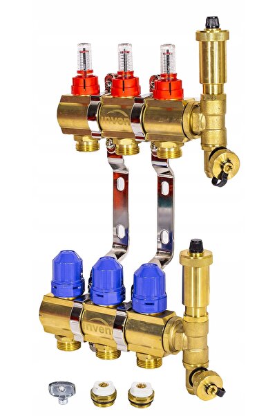 Invena Distribuitor de încălzire în pardoseală din alamă cu 3 secțiuni