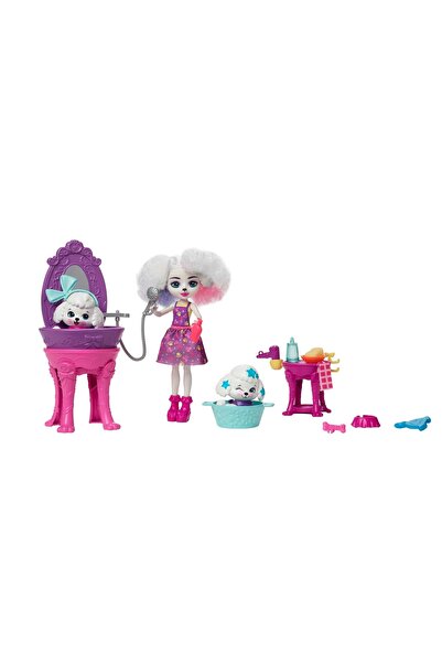 Enchantimals Set de joacă SALON DE FRUMUSEȚE CU CÂINI PUG și păpușă