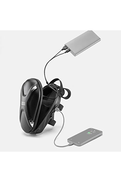ROCKBROS Geantă de ghidon pentru bicicletă, 1.3L, impermeabilă, cu port USB, ...