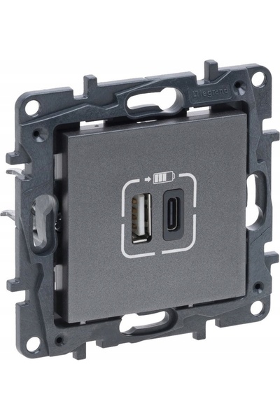 NO BRAND ÎNCĂRCĂTOR USB A+C PRIZĂ 3A LEGRAND NILOE STEP 863440B OȚEL