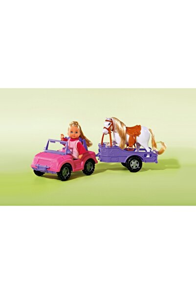 Simba Set de joacă LALKA EVI EVI cu jeep și cal pe remorcă