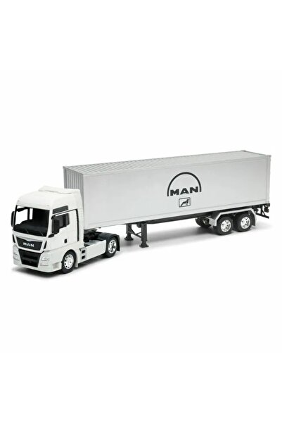 WELLY Model tractor MAN TGX alb - remorcă argintie 1:32 vehicul metalic