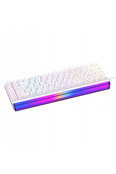 NO BRAND Tastatură mecanică NK68 White Contour cu bandă RGB violetă, 60%, pen...