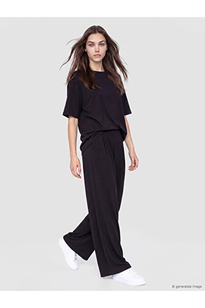 LC Waikiki Lcw Modest Anthracite Soft Touch Women's Pleated Sweatpants