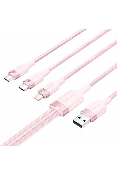 NO BRAND CABLUL VENTION 3 ÎN 1 USB 2.0 A LA LIGHTNING MICRO USB 1.5M PENTRU T...