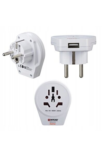 Hama Adaptor universal de călătorie, convertor USB, Europa, Marea Britanie, S...