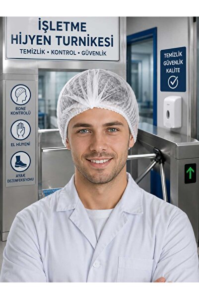 isopack Medikal Bone Tek Kullanımlık Saç Bonesi Beyaz 100’lü Paket 42 cm Nonw...