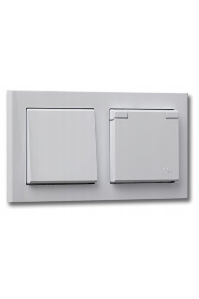 NO BRAND Priză simplă albă cu întrerupător, cu ramă dublă Ospel Sonata White
