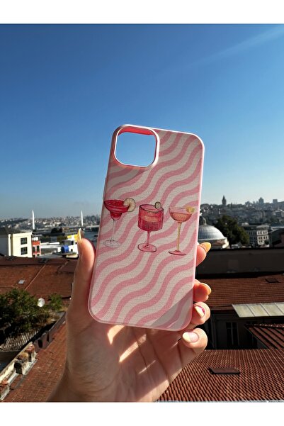 Mobildizayn iPhone 15 Uyumlu Baskılı Pembe Renkli Telefon Kılıfı K241