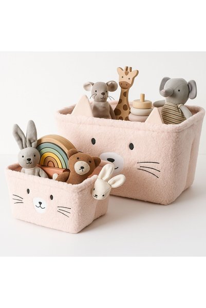 KIDS COLLECTION COȘURI PENTRU JUCĂRII POLIESTER ROZ 30X20X17CM 33X23X18CM 10L...