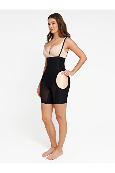 TaliedeViespe Body Modelator Push-Up Fese si Solduri Detasabil, Negru Cu Bret...