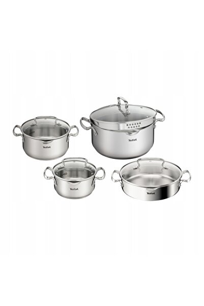 TEFAL Set oale Duetto+ cu capac și tigăi din oțel inoxidabil, compatibile cu ...