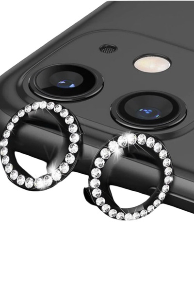 İPhone 11 - 12 - 12 Mını Uyumlu Taşlı Kamera Lens Koruyucu