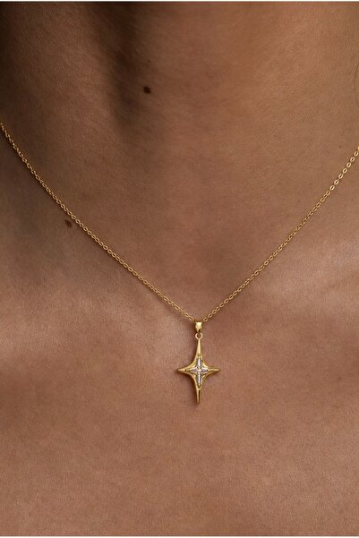 Lavian Accessories Çelik Pembe Zirkon Taşlı Kuzey Yıldızı Kolye