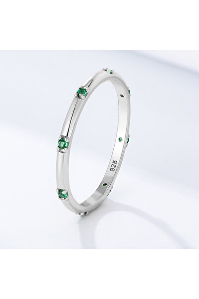 Choice23 7 Silver Green 925 Sterling Silver Round Golden Plain White Zircon R...