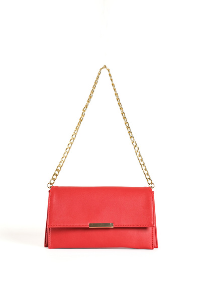Zeyne Women's Red Chain Strap Shoulder Bag and Wrist Strap Portfolio Handbag ...