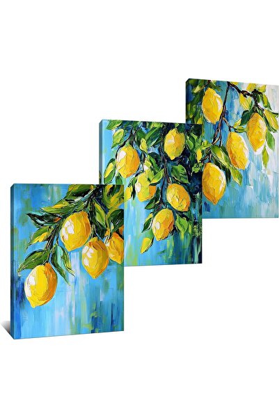 HOME MODE 30x40 cm 3 Panel Gallery Wrapped Canvas | Lemon Tree Wall Art | Bri...