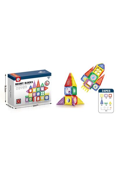 CasaDesteapta.ro SET Magnetic 34PCS - Jucarie pentru Copii, Stimuleaza Creati...