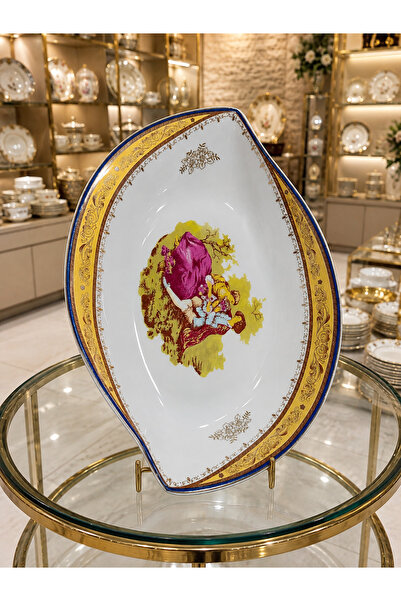 Generic Brand Esterhomedecor Set of 2 Porcelain Oval Pit Presentation Plates