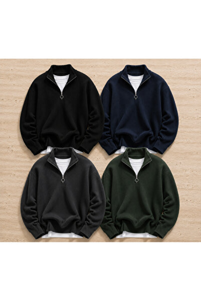oneoff 4-Piece Advantageous Men's Casual Half-Zip Winter Knitwear Thessalonik...