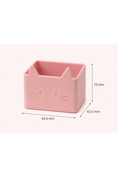 Eilo Pink Pen Holder Desktop Organizer with Cat Figure