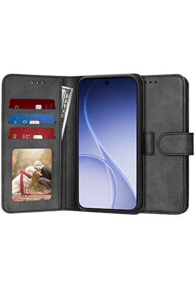 Techsuit Husă pentru OPPO Reno15 F, tip agendă, negru - negru