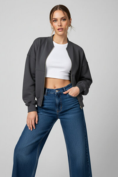 Runades Kadın Rahat Kesim Mevsimlik Sweat Bomber Ceket