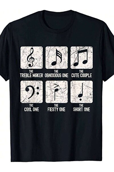 21JNRY Retro Notation T-Shirt - Funny Musical Symbols Joke With Treble & Bass...
