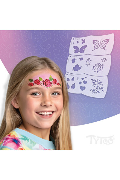 TyToo Face Painting Stencil Set for Children, Butterfly and Rose, 3 Pieces