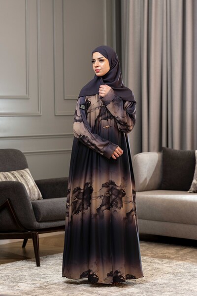 LAVİNİA Lavinia Women's Abaya, Tik Tok Textured Fabric Regular Cut